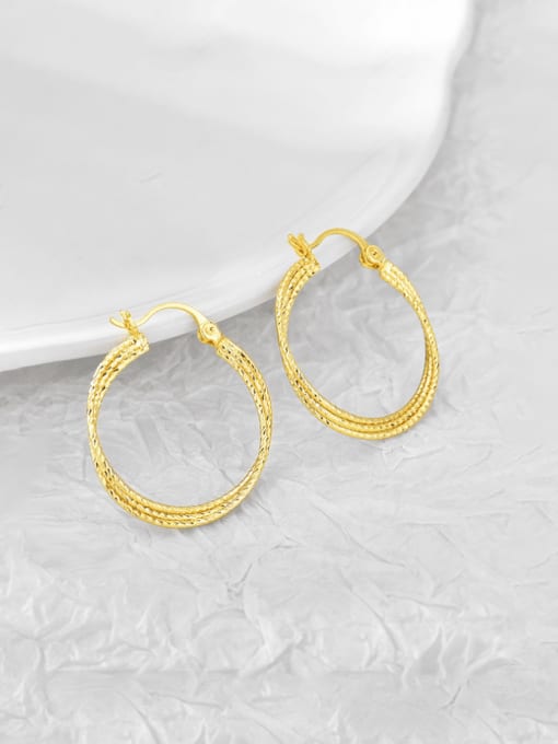 Gold Circle Earrings Brass Geometric Minimalist Hoop Earring