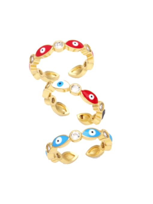 CC Brass Enamel Evil Eye Cute Band Ring 0