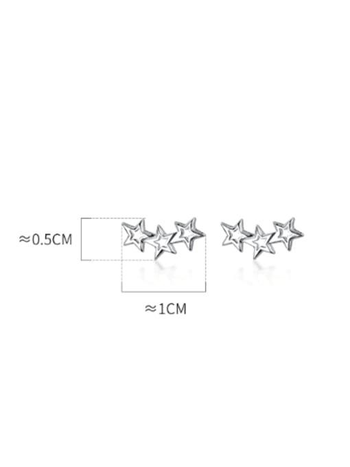Rosh 925 Sterling Silver Hollow Five-Pointed Star  Minimalist Stud Earring 3