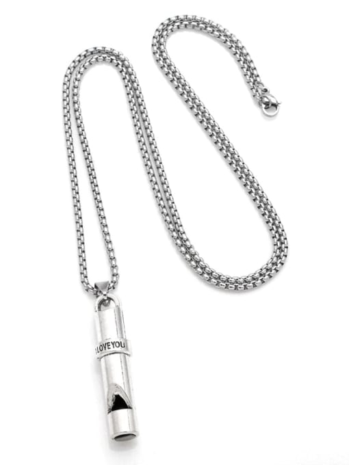 CC Stainless steel  Chain  Alloy  Whistle Pendant  Hip Hop Necklace 0
