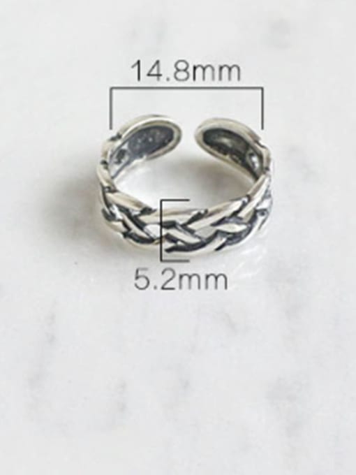DAKA 925 Sterling Silver Hollow Geometric Vintage Band Ring 2