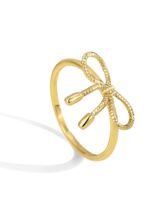 Gold Bow Ring Brass Bowknot Minimalist Band Ring