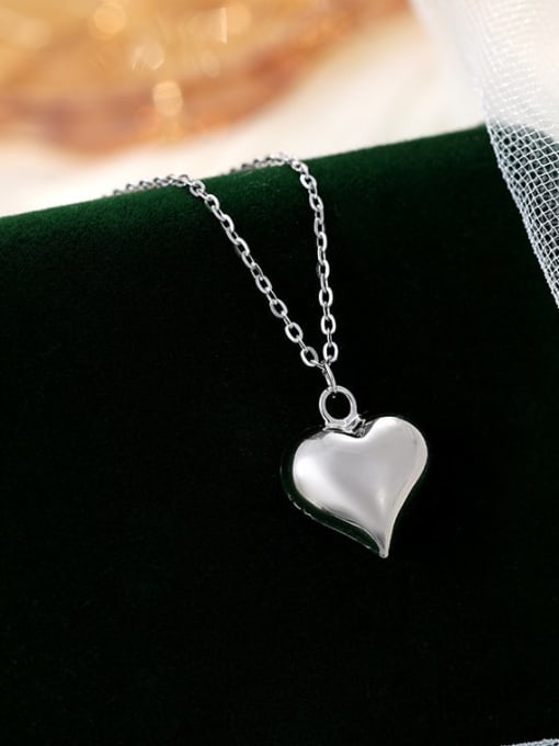 NS1008 platinum 925 Sterling Silver Heart Minimalist Necklace