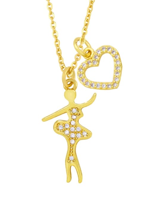 CC Brass Cubic Zirconia Heart Hip Hop Necklace