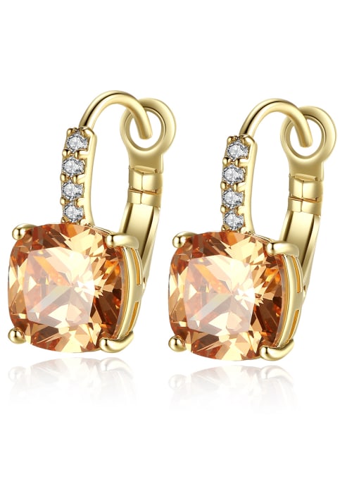 Champagne gold t05d04 Copper Cubic Zirconia Geometric Minimalist Hook Earring