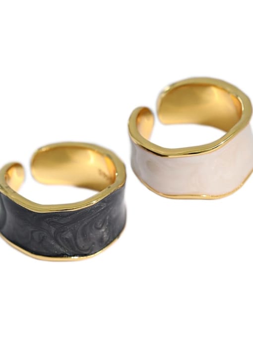 DAKA 925 Sterling Silver Enamel Irregular Minimalist Band Ring 4