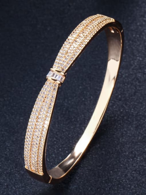 gold Brass Cubic Zirconia Butterfly Classic Band Bangle