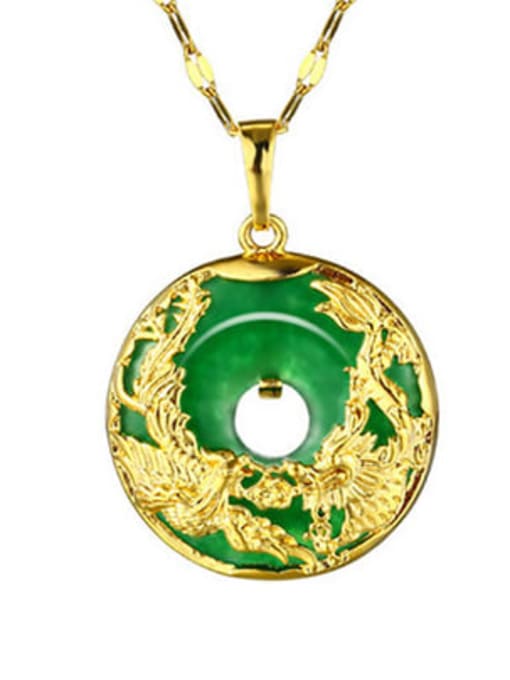 Necklace Alloy Green Round Trend Necklace