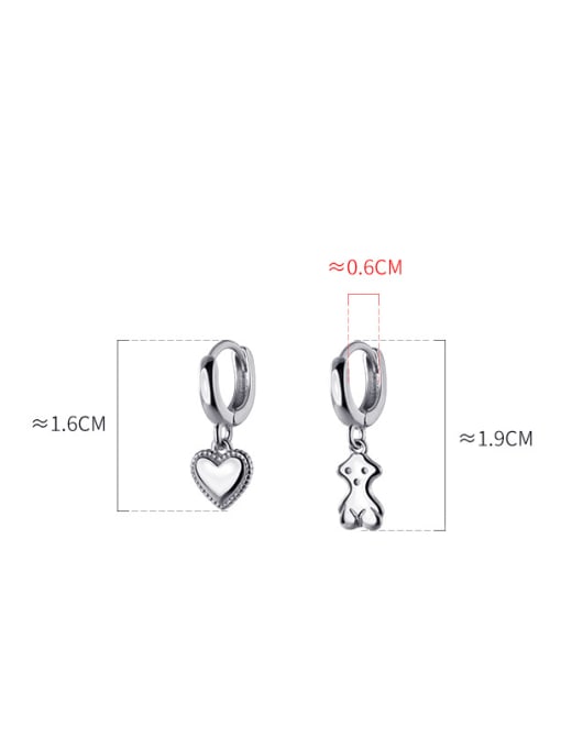 Rosh 925 Sterling Silver Asymmetrical   Heart Minimalist Huggie Earring 3