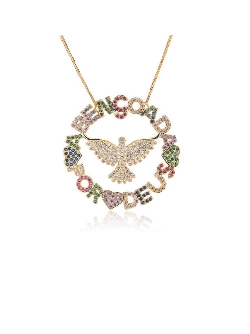 ROSS Copper Cubic Zirconia Luxury Letter  Heart pendant Necklace 0