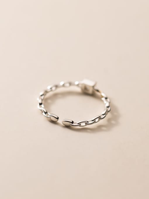 Rosh 925 Sterling Silver Geometric Chain  Minimalist Band Ring 1