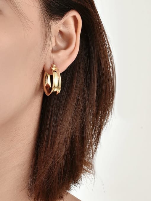 CHARME Brass Irregular Vintage  Concave Smooth  Huggie Earring 1