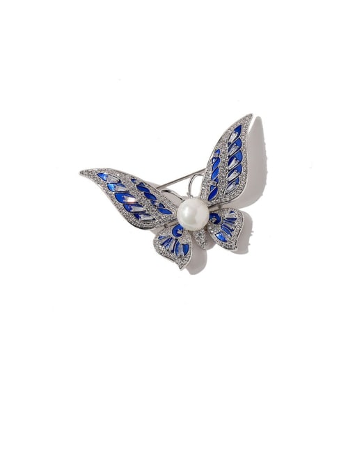 silvery Copper Cubic Zirconia White Butterfly Dainty Brooches