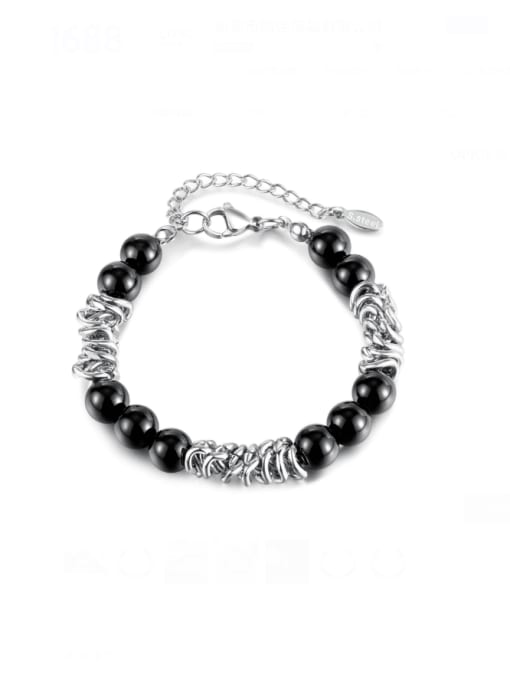 GS1494 Stainless steel Carnelian Geometric Hip Hop Handmade Beaded Bracelet
