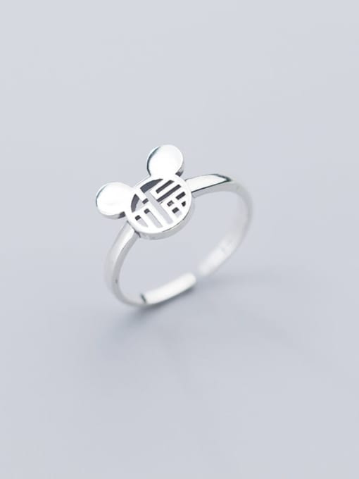 Rosh 925 Sterling Silver Minimalist Hollow Mouse  Free Size Ring 1