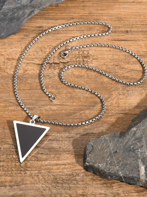 S02 pendant with chain Stainless steel Tiger Eye Triangle Hip Hop Necklace