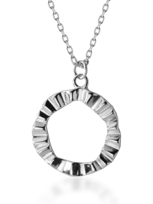 Rosh 925 Sterling Silver Hollow Round Minimalist   Pendant Necklace 2