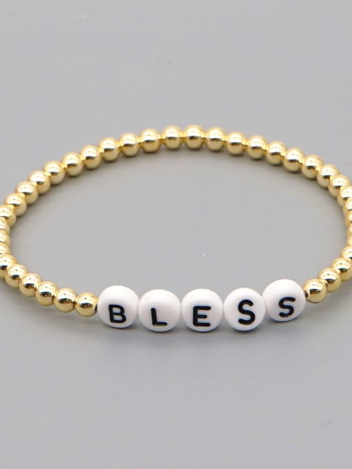 QT B200015N Stainless steel MGB  Bead Multi Color Letter Bohemia Stretch Bracelet