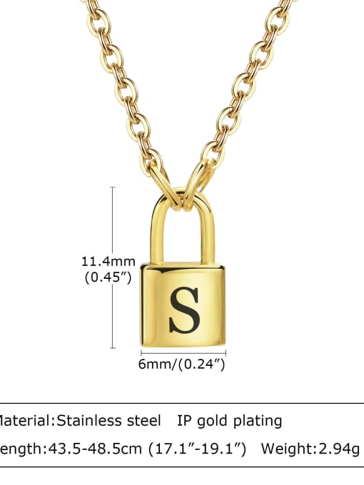 S letter 43.5 +5CM Stainless steel Letter Hip Hop Necklace