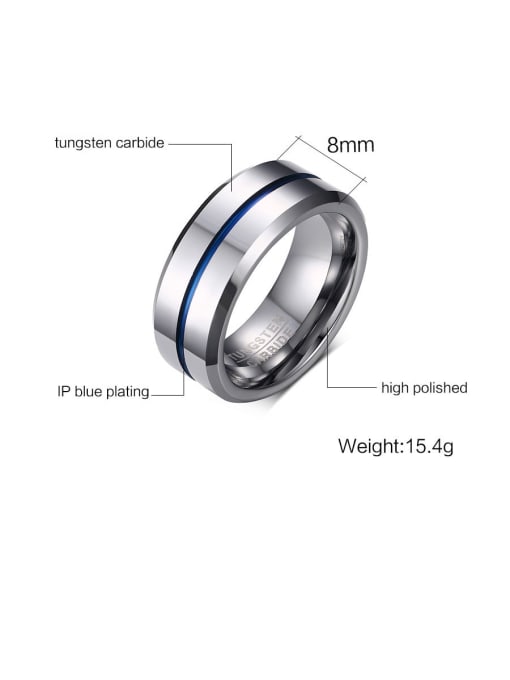 CONG Titanium 8MM tungsten steel blue  Ring 1