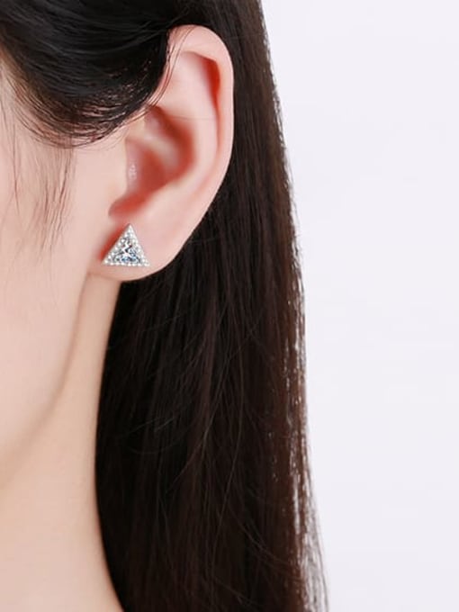 MOISS 925 Sterling Silver Moissanite Triangle Dainty Stud Earring 1