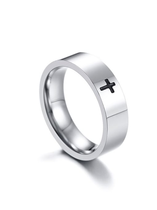 CONG Stainless steel Cross Minimalist Band Ring 3