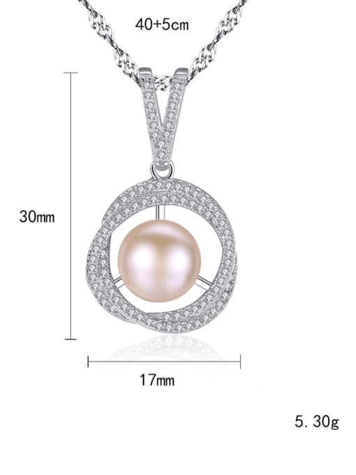 CCUI 925 Sterling Silver 3A Zircon Freshwater Pearl Pendant Necklace 4