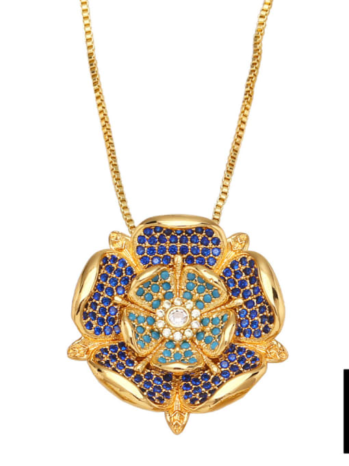 B Brass Cubic Zirconia Multi Color Heart Vintage Necklace