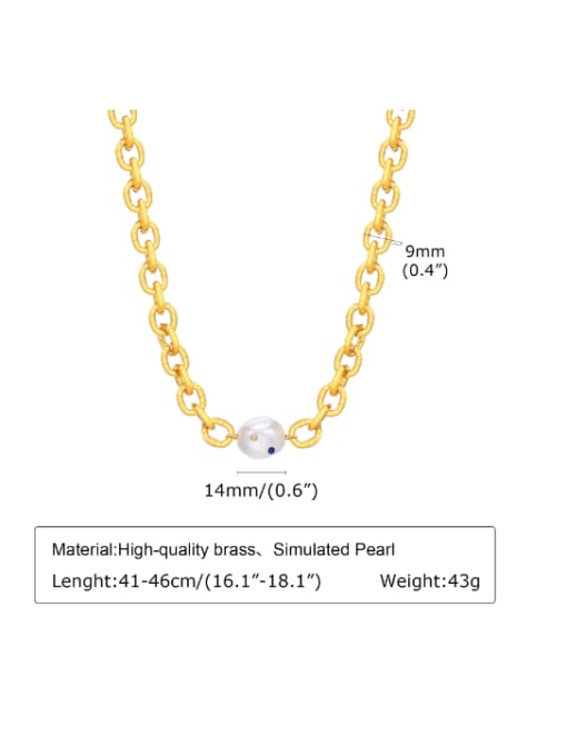 CONG Stainless steel Imitation Pearl Hollow Geometric  Chain Minimalist Necklace 3