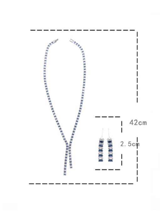 L.WIN Brass Cubic Zirconia Luxury Tassel Earring and Necklace Set 3