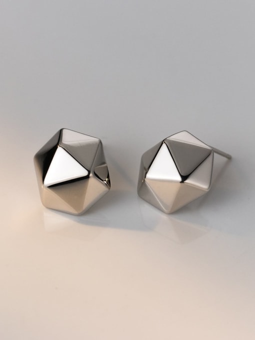 Rosh 925 Sterling Silver Hexagon Minimalist Stud Earring