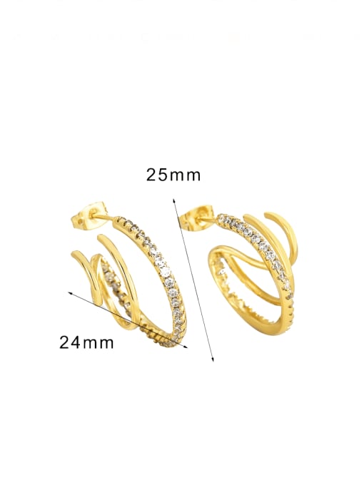 CHARME Brass Cubic Zirconia Geometric Minimalist Drop Earring 3