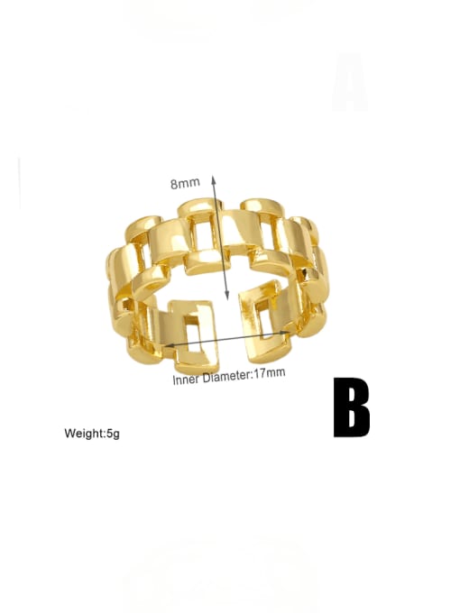 B Brass Geometric Hip Hop Band Ring