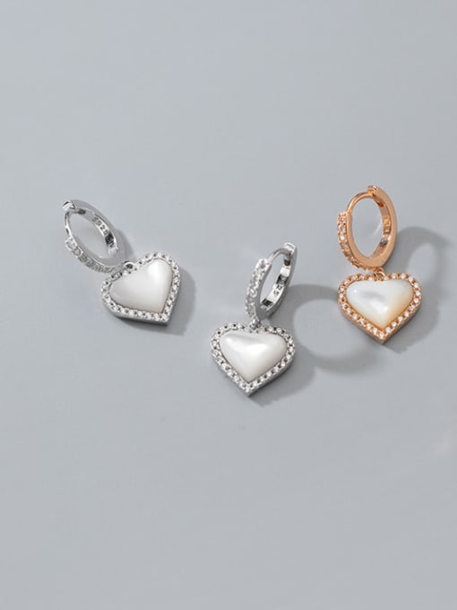 Rosh 925 Sterling Silver Shell Heart Minimalist Huggie Earring 1
