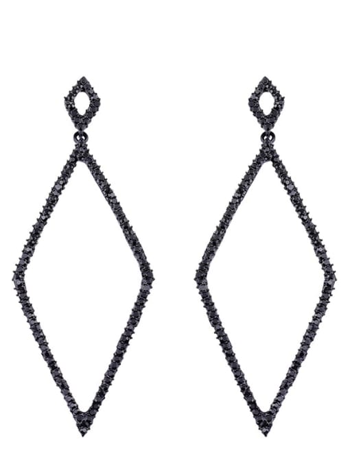 black Alloy Cubic Zirconia Geometric Vintage Drop Earring