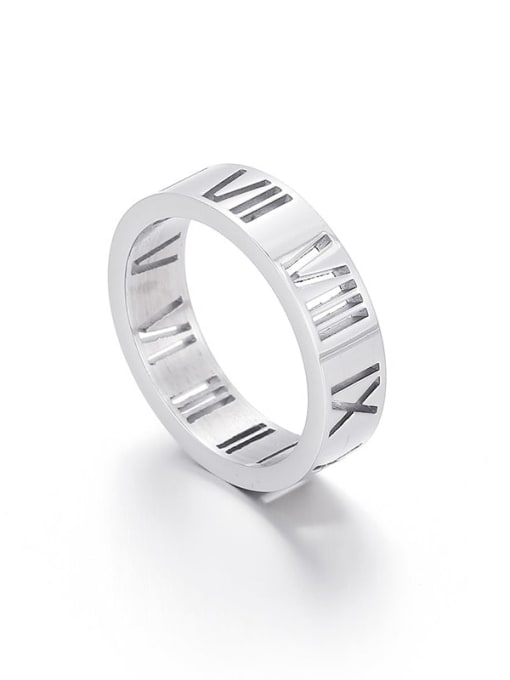 KR92462 K Titanium Steel Shell Geometric Minimalist Band Ring