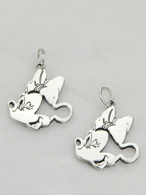 SHUI Vintage Sterling Silver With High Polish Minimalist Mickey Mouse Pendants Diy Accessories 1