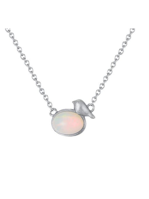 RINNTIN 925 Sterling Silver Opal Bird Cute Necklace 2
