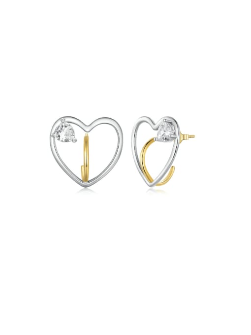 BSE888 925 Sterling Silver Heart Dainty Stud Earring