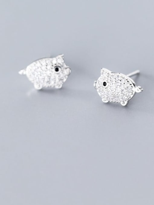 Rosh 925 Sterling Silver Cubic Zirconia  Pig Classic Stud Earring 2
