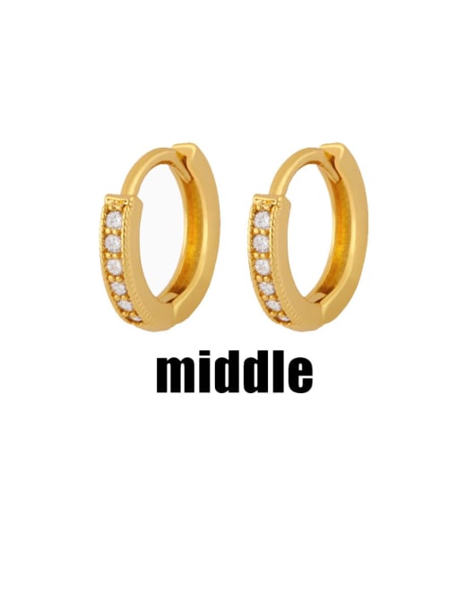 (middle) Brass Cubic Zirconia Geometric Minimalist Huggie Earring