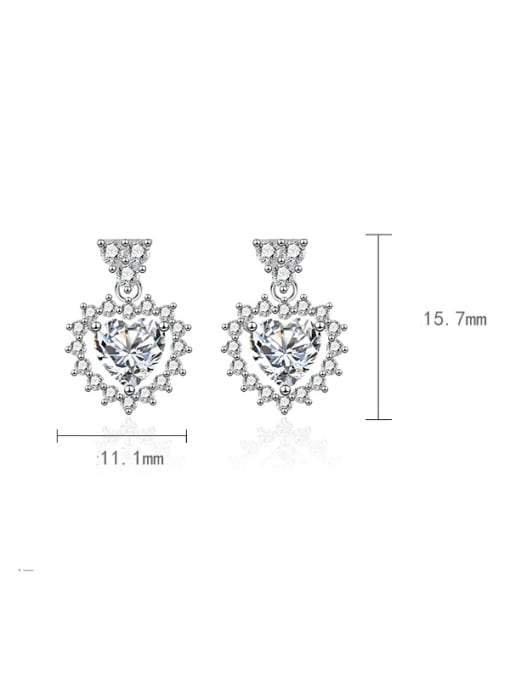 X&S Brass Cubic Zirconia Multi Color Heart Dainty Drop Earring 3