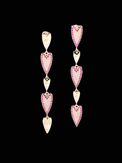 Luxu Brass Rhinestone Heart Trend Cluster Earring