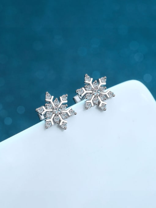 MOISS 925 Sterling Silver Moissanite Snow Flower Dainty Stud Earring 2