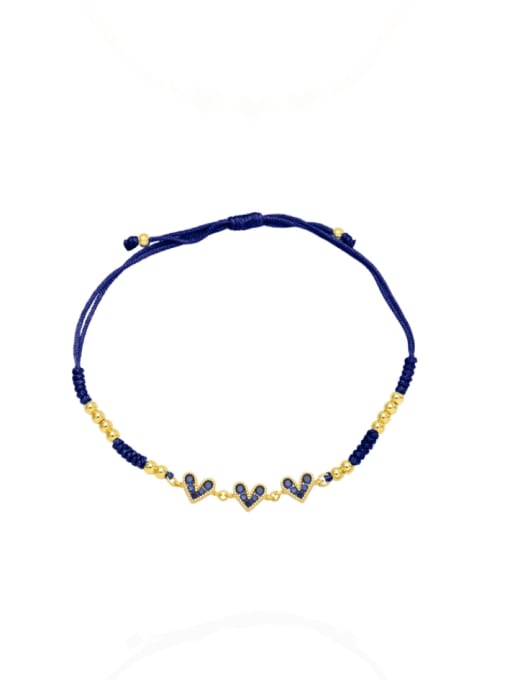 Dark blue Brass Cubic Zirconia Weave Bohemia Adjustable Bracelet