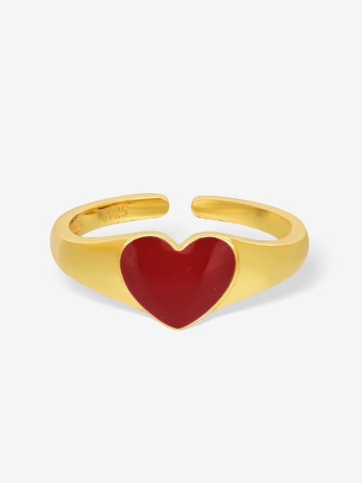 XBOX 925 Sterling Silver Enamel Heart Minimalist Band Ring