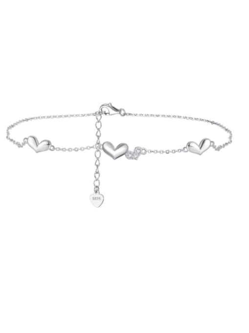 RINNTIN 925 Sterling Silver Heart Minimalist Anklet 3