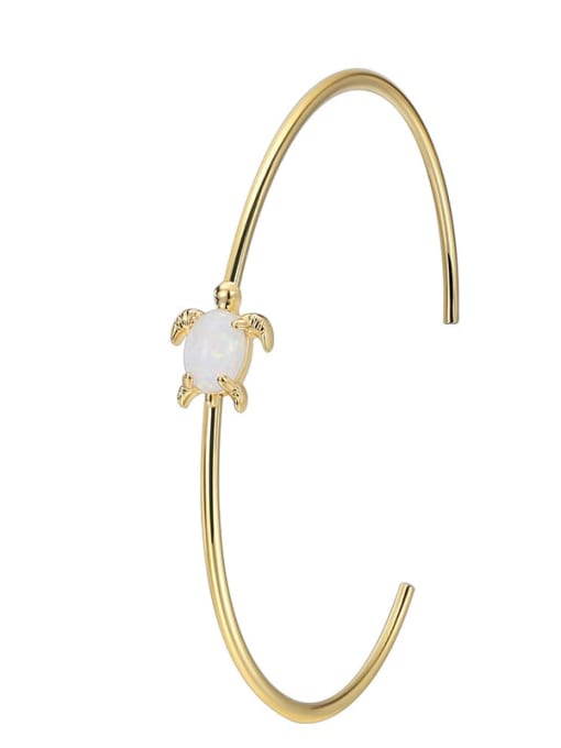 Gold synthetic auspicious Bracelet Brass Opal Turtle Cute Cuff Bangle
