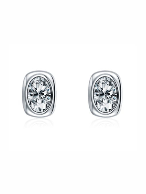 MODN 925 Sterling Silver Cubic Zirconia Geometric Minimalist Stud Earring 0