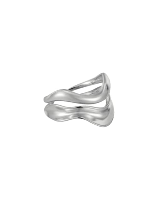 Platinum Irregular Wave Ring 925 Sterling Silver Geometric Minimalist Stackable Ring